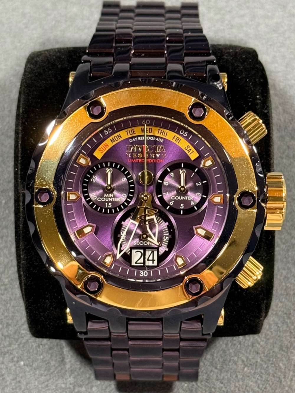 Invicta Reserve SubAqua 39066 Men's Purple and Gold Chronograph Bracelet Watch